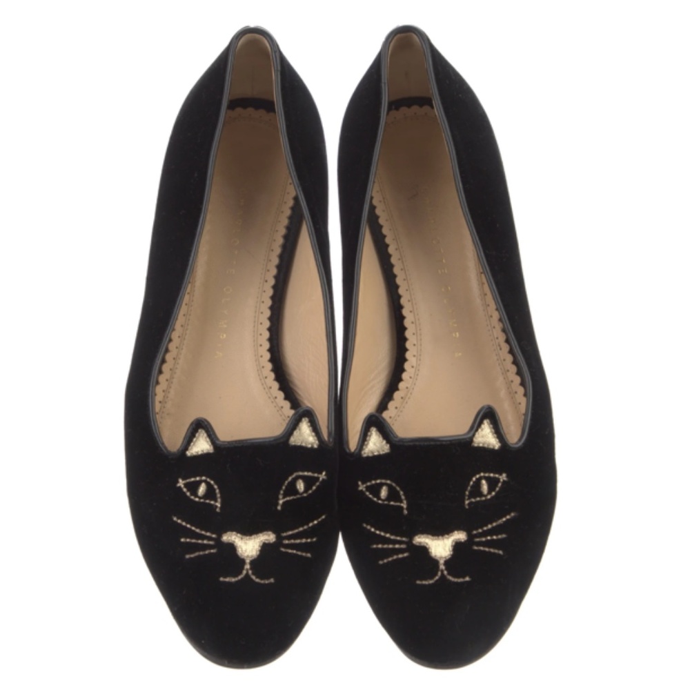 Charlotte Olympia Velvet "Kitty" Loafers